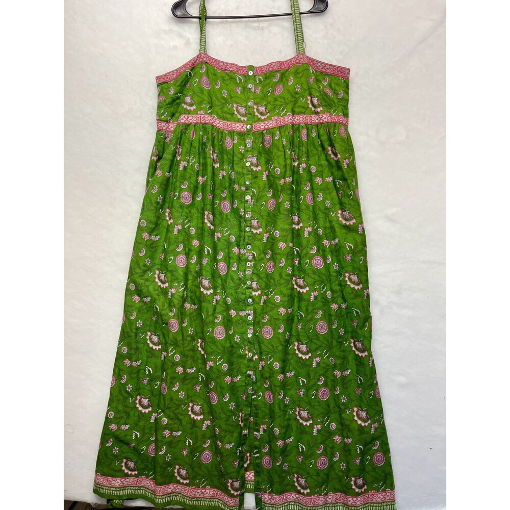 Natural Life green floral sundress XL button down front maxi dress summer floral
